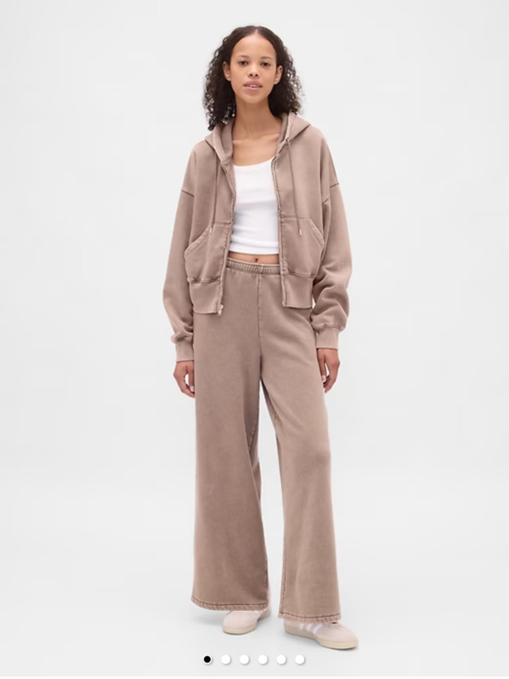 GAP VintageSoft Wide Leg Baggy Sweatpants and Matching Cropped Zip Up Hoodie